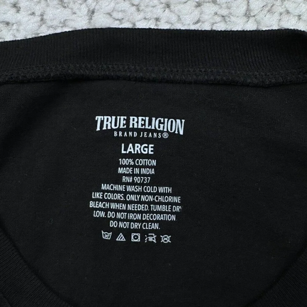 True Religion V-Neck Black Silver Logo T-Shirt